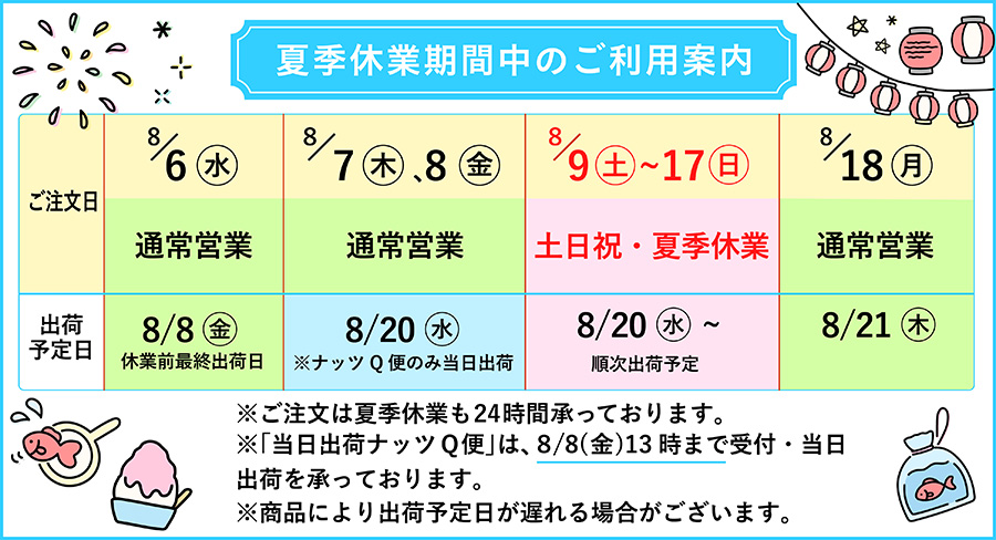 2025　夏季休業期間中のご利用案内