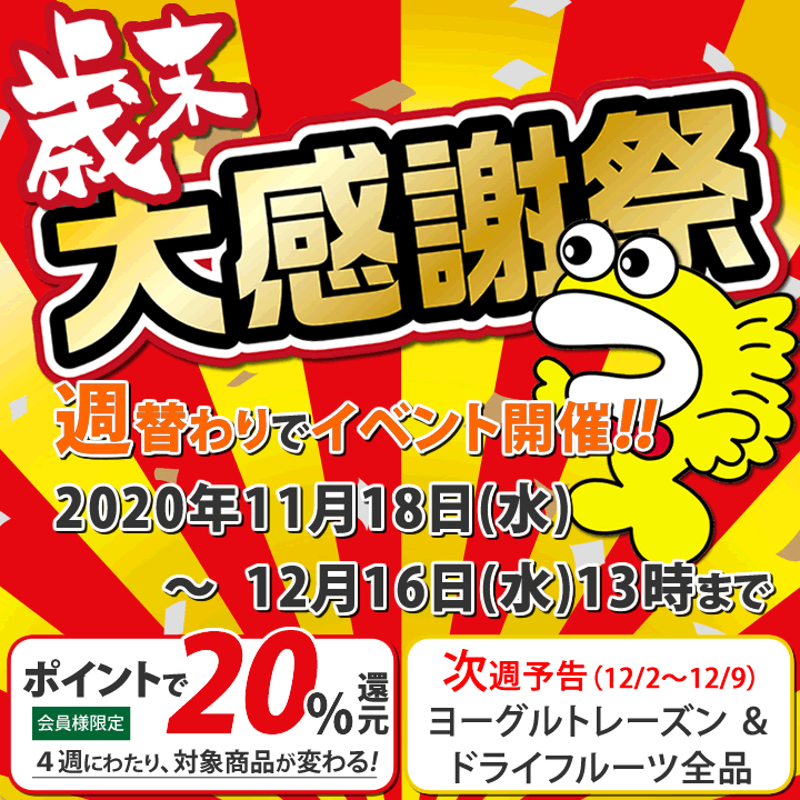 歳末大感謝祭 ポイント20%還元